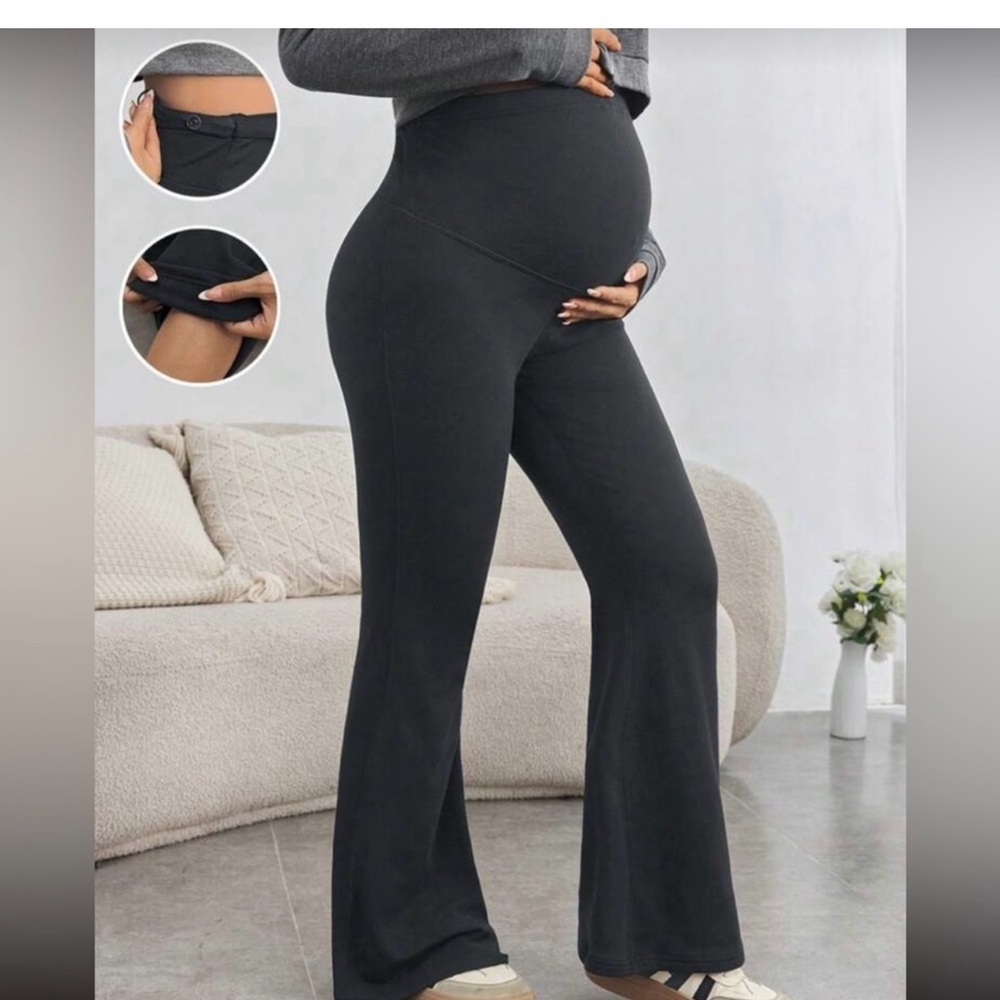 Maternity Flare Leggings - Grey-SUPER soft